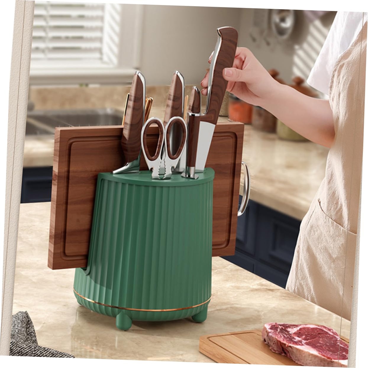 MUCKLILY Kitchen Rotating Utensil Holder Rotatable Cutlery Storage Rack Deep Restaurant Cutter Stand Space Saving Organizer for Chopsticks Spoons Forks and More