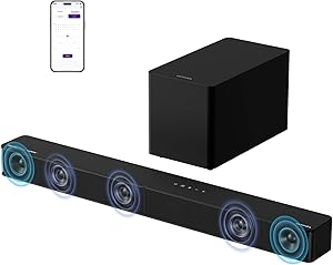 ULTIMEA 5.1ch Soundbar mit Dolby Atmos, VoiceMX, BassMX, APP, Heimkino 4D Surround Sound System, 340W Soundbar für TV Geräte mit Subwoofer, Bluetooth® 5.4, Poseidon M60 Boom
