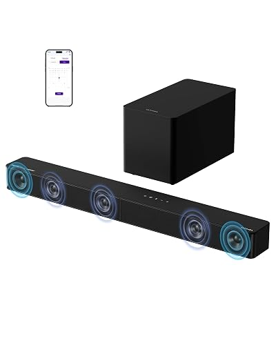 ULTIMEA 5.1ch Soundbar mit Dolby Atmos, VoiceMX, BassMX, APP, Heimkino 4D Surround Sound System, 340W Soundbar für TV Geräte mit Subwoofer, Bluetooth® 5.4, Poseidon M60 Boom