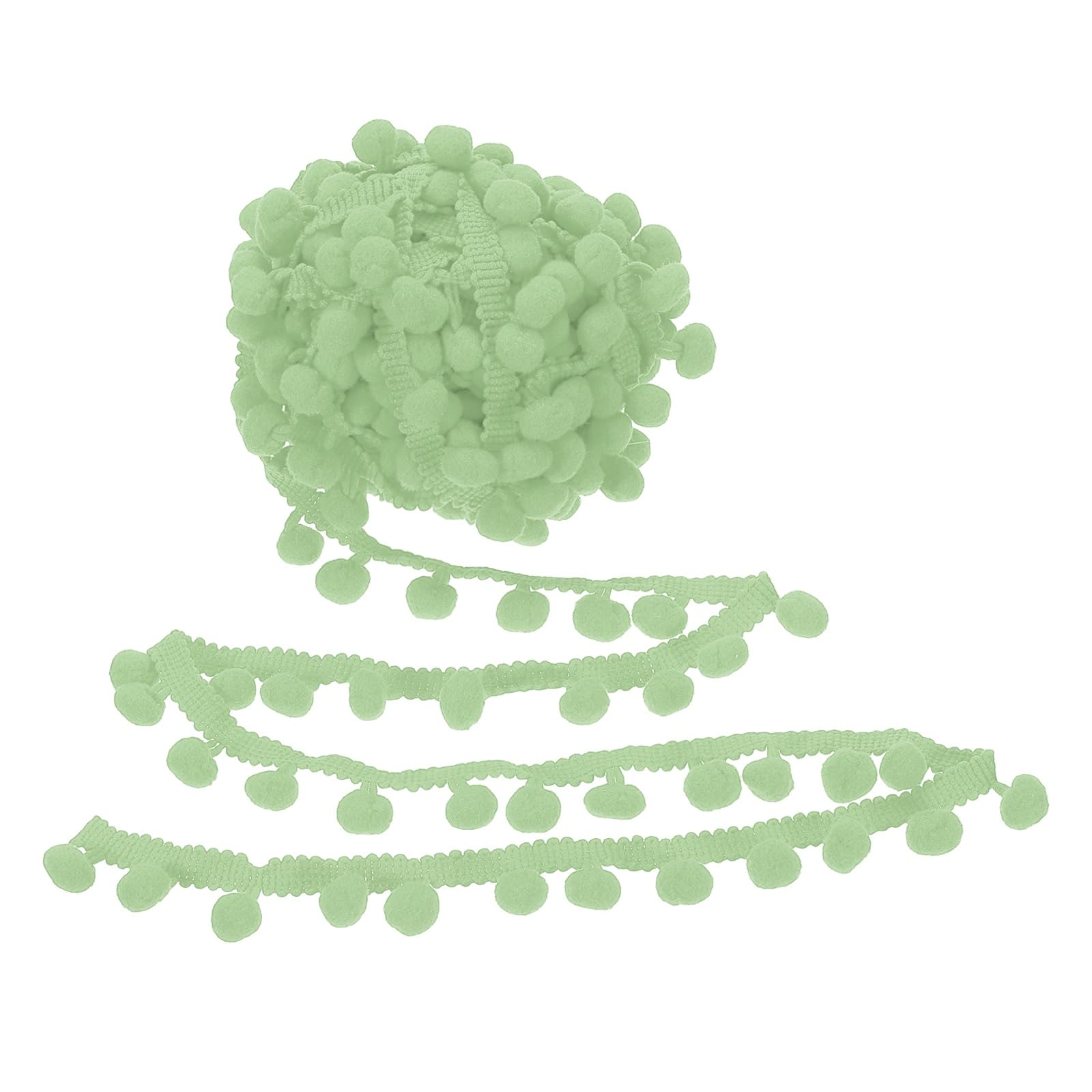 PATIKIL 10 Yard x 1 Inch Pom Pom Ball Fringe Trim, 1 Roll Embroidered Pompoms Trim Ribbon Mini Ball Tassel Lace Accessory for Sewing DIY Crafts Home Curtain Decoration, Green