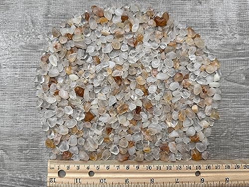 Image of 2 oz Lot Natural Semi Tumbled Gemstone Chips, Crushed Mini Crystals, Undrilled Crystal Chips (Golden Healer Quartz)