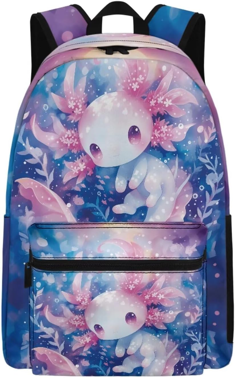 Schulrucksack f r Jungen und M dchen 8 12 Jahre B chertasche f r Kinder B chertasche Axolotl Blau One Size Tagesrucksack