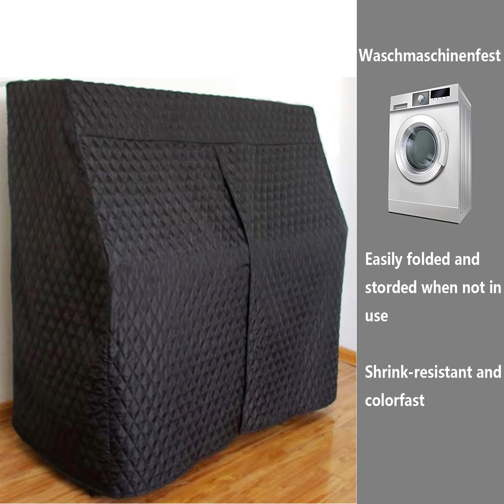 Cutfouwe Vertikales Klavier Abdeckung, Volle Klavierabdeckung,Gesteppte Schwarze Nylon Verdicken Wasserbeständige Klavierzubehör Dekoration(Schwarz),153x33x120cm