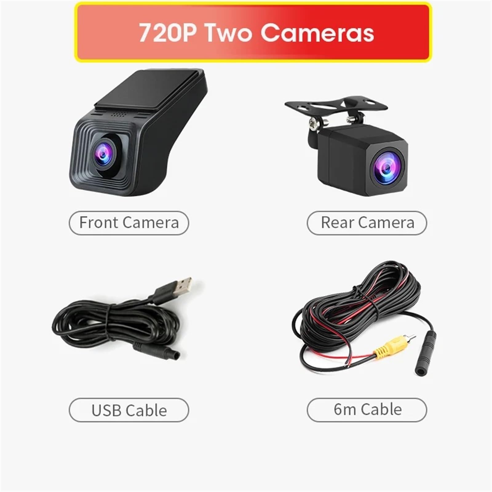BEEBY Dash CAM USB Car DVR ADAS Dash CAM Cámara De Acción Dual Lens720P Cámara Delantera Y Trasera Recoder G-Sensor Dash CAM Coche (Size : 64G)
