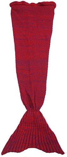 SILVEREFEVER - Manta de cola de sirena, hecha a mano, de alta densidad, gruesa, suave y cálida para todas las estaciones, dulce regalo (punto
