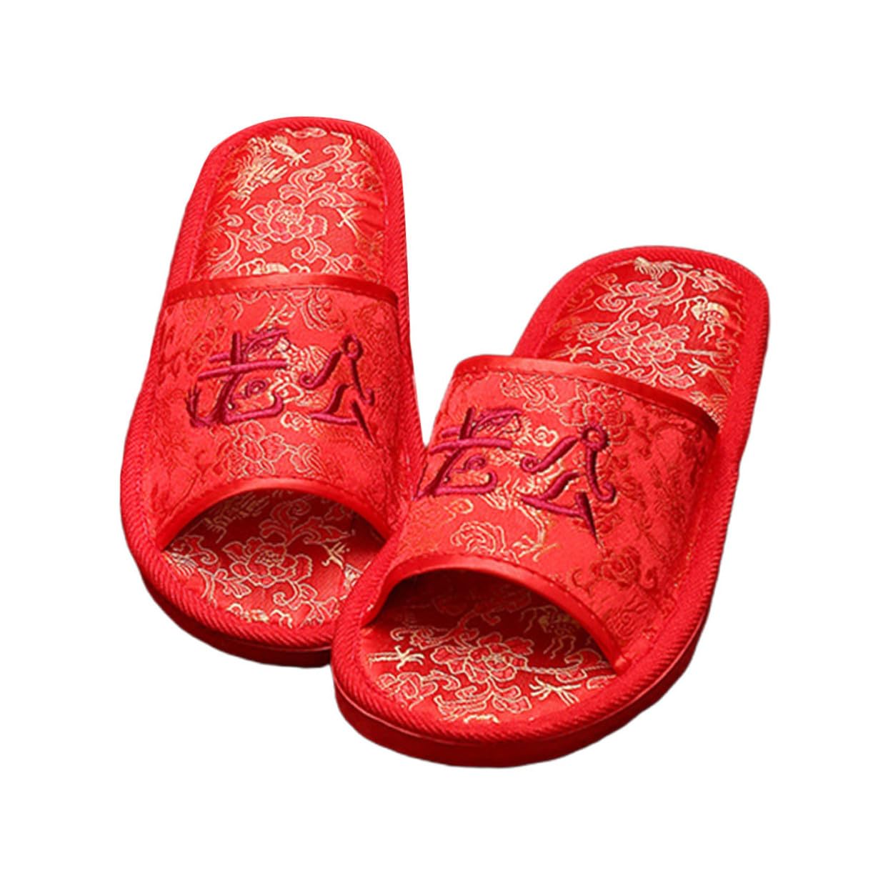 VERDANVERSE Pantuflas Rojas de Lino para Parejas Antideslizantes Talla Única Ideales para Bodas y Uso Interior Pantuflas Creativas para Casa y Eventos Nupciales