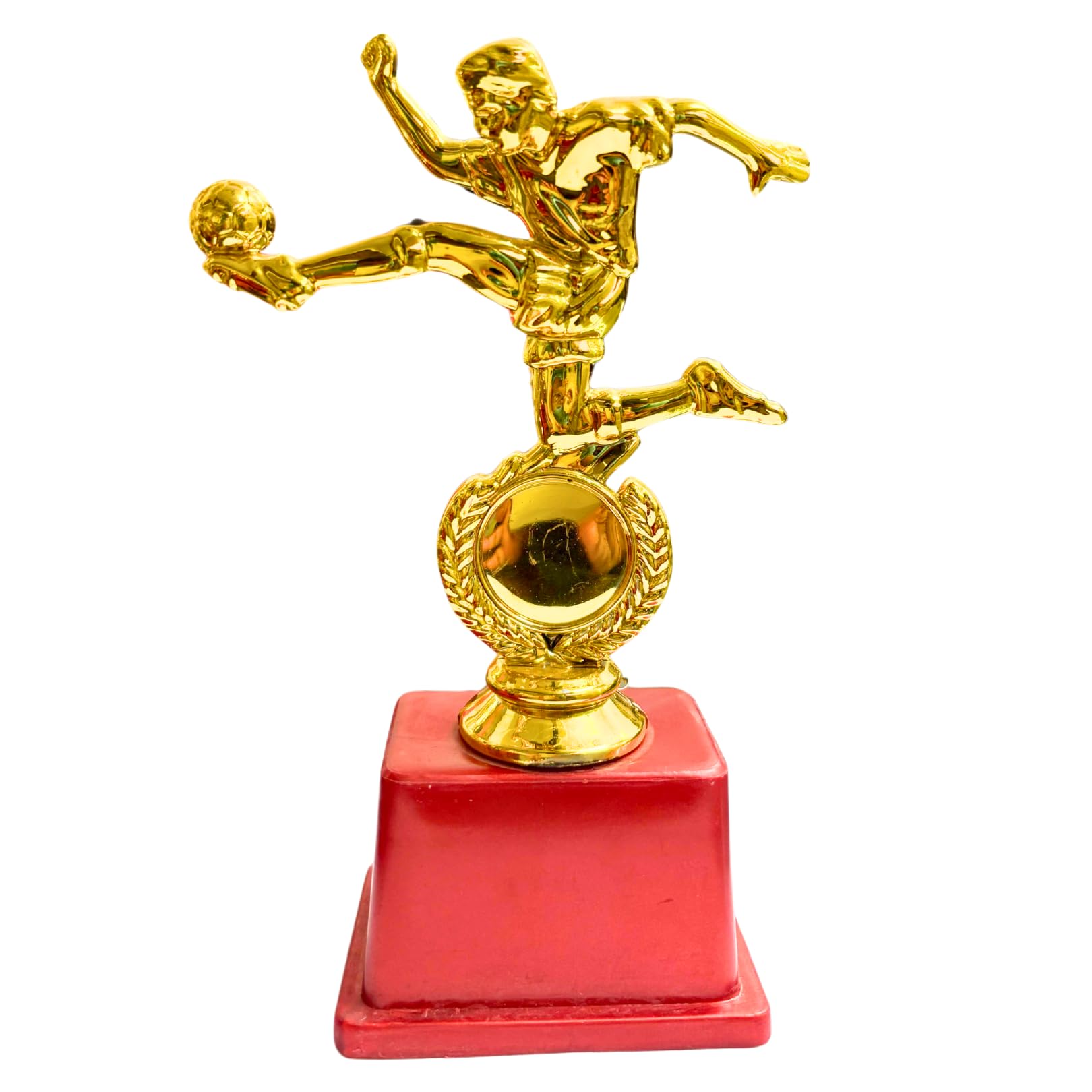Soccer Trophy with Gold Figurine, Premium Fiber Red Base, Sports Award, Can be Used for Football, Logo Printing, Writings & Customisation Available (Set of 1)-picture-21