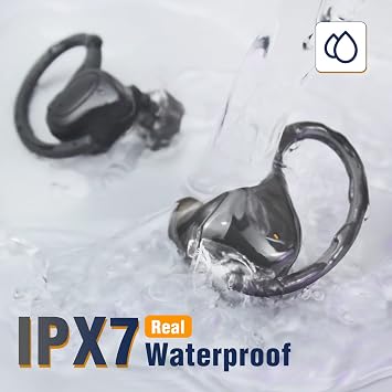 Kablosuz Kulaklık, Küçük Kulaklıklar için Kancalı Kulaklık, Mikrofonlu Mini Bluetooth Kulaklık, IPX7 Su Geçirmez, 24H Çalma Zamanı, Spor ve Egzersiz için Kablosuz Kulaklık