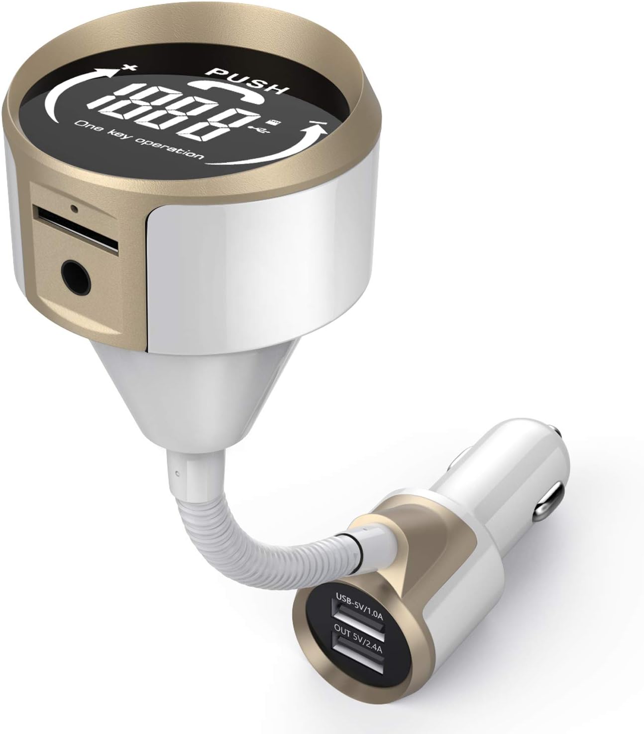 Car Bluetooth FM Transmitter, Simr Wireless Radio Adapter in-Car Hands-Free Car Kit, Dual USB Car Charger, 12V 1.4 inch LCD Display AUX Output, Support TF Card U Disk Audio MP3 Player
