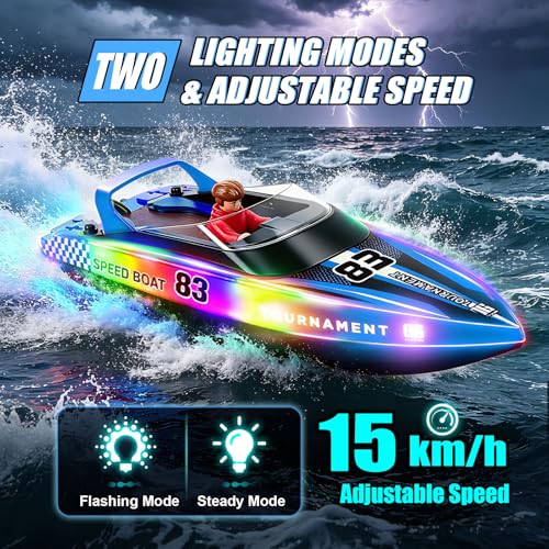 2.4 GHz bateau telecommandé enfant pack de 2 jouets LED YOOHBERRYS - 5