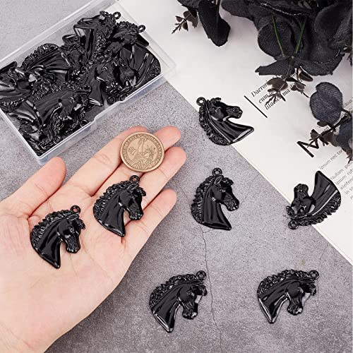 SUNNYCLUE 1 Box 30Pcs Horse Charms Horses Charms Horse Head Charm Animal Big Black Charm Equestrian Western Cowboy Flat Large Charms for Jewellery Making Charms Necklace Keychain DIY Craft Supplies - Image 3