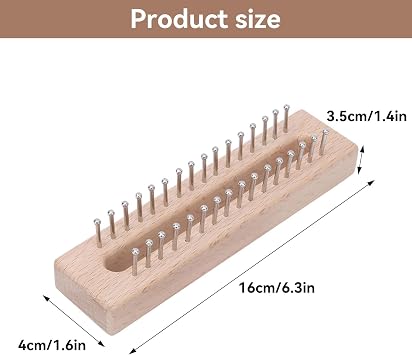 Beufee Wooden Knitting Loom, with Elbow Crochet Hook, Rectangular HandWeaving Machine Knitting Board 32 Pegs for Scarf Sweater Shawl Hat Craft