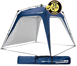 Lumaland Outdoor Pavillon 2,5 x 2,5m | Wasserdicht & UV-Schutz | Gartenzelt inkl. 1x Seitenteil & Tasche & Heringe | Robuster Camping & Partyzelt | Pop Up Zelt Aufbau in 2 Minuten [Blau]