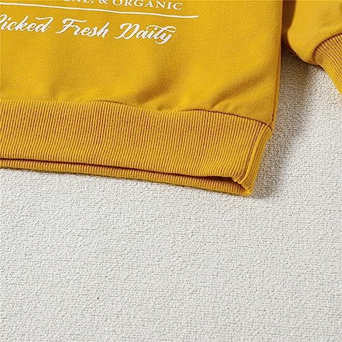 Boy's Fleece Sweatshirts Baby Boy Long Sleeve Monogram Printed Hoodies Sweatshirt Sweatsuit Fall (Yellow, 3-4 Years)4