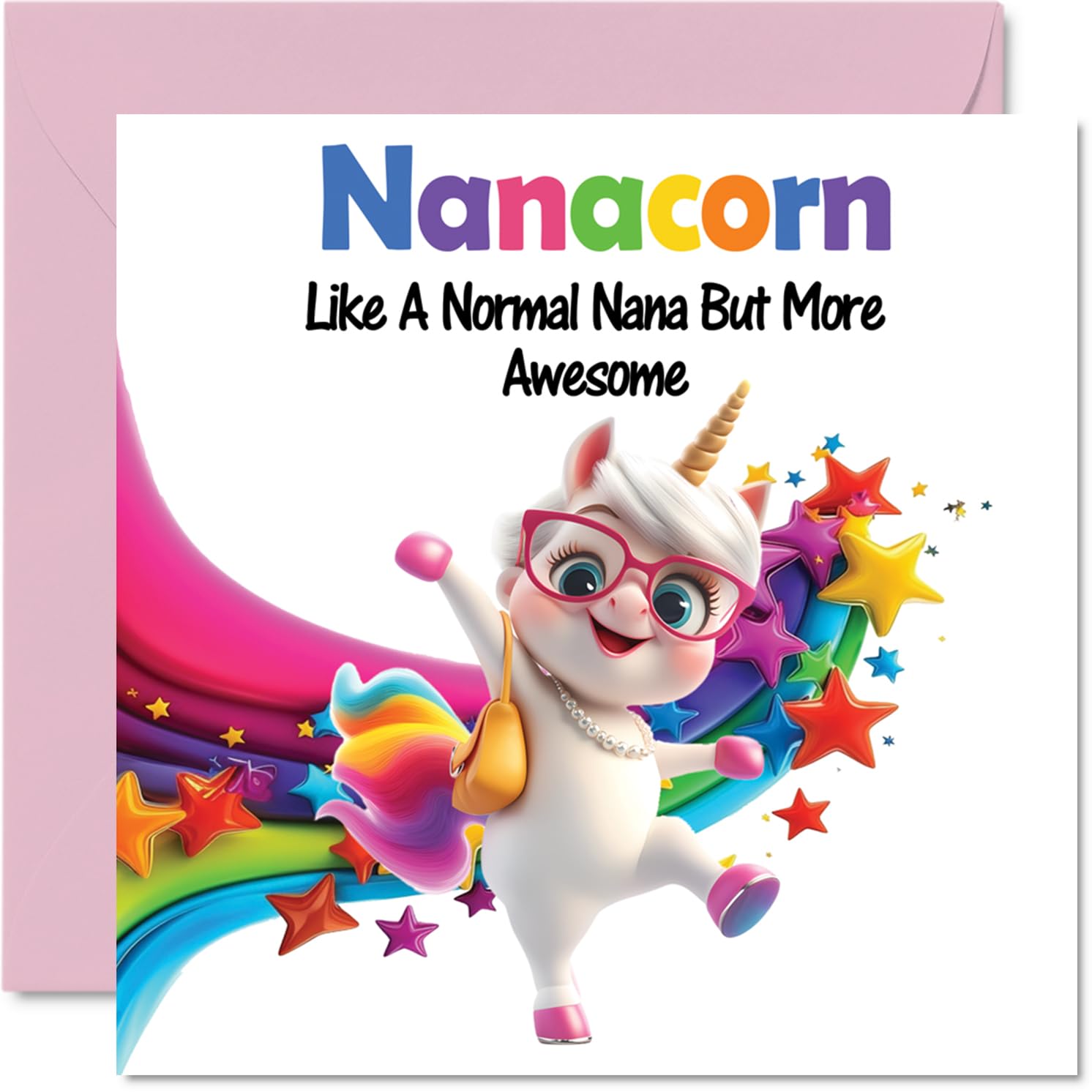 Nana Birthday Card - Awesome Nanacorn - Happy Birthday Card for Nana Nan from Grandson Granddaughter, 145mm Unicorn Bday Greeting Cards