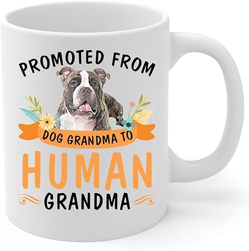Miniatura 2 de Lovesout Promoted from Striped American Bully Dog Grandma to Human Grandma Coffee Mug White Ceramic Cup 11oz