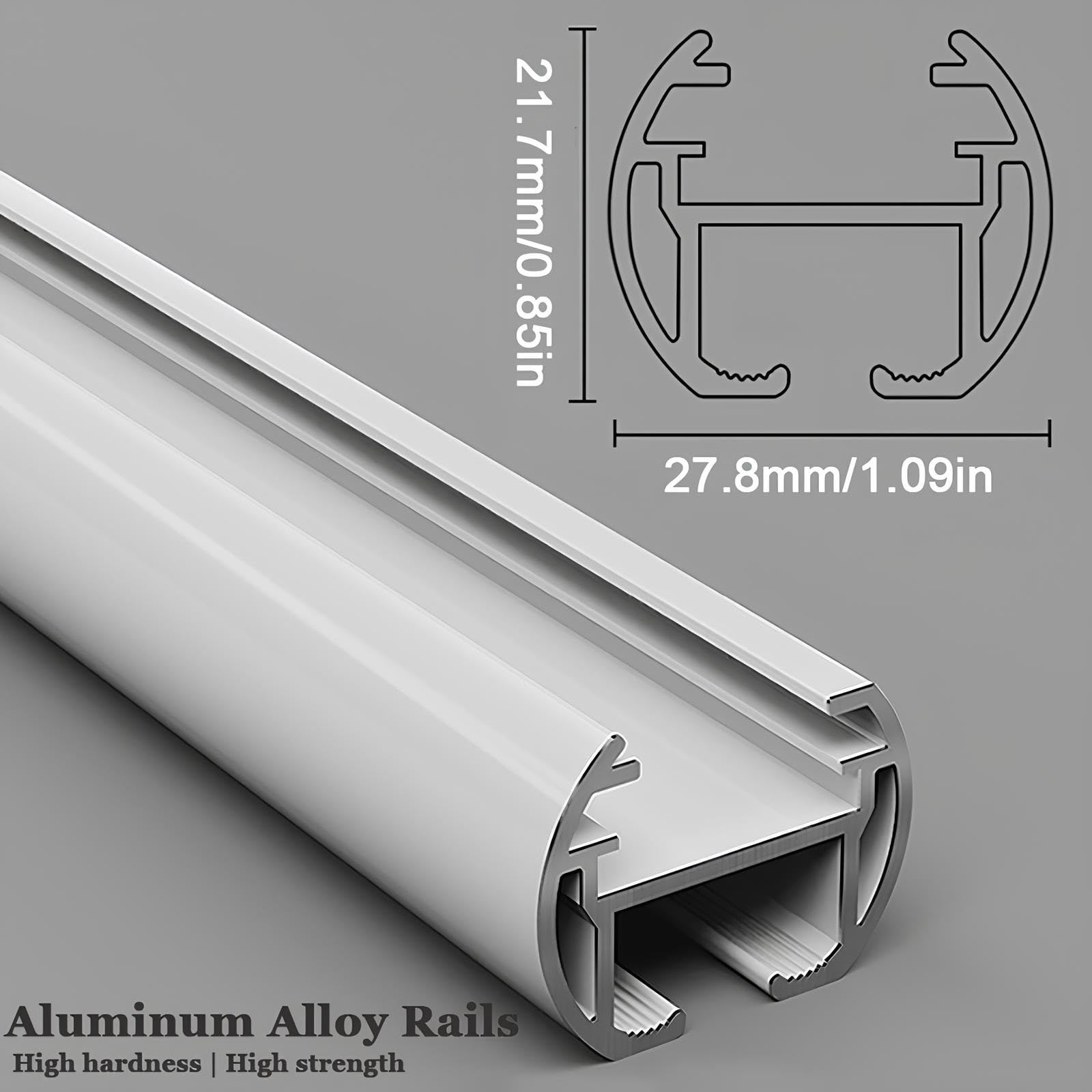 Doppelte Gardinenstangen Für Raumhohe Fenster, Geräuschlose Vorhangschiene Für Erkerfenster Im Wohnzimmer, Verschiebbare Raffgardinenstange Zur Wandmontage(White,600cm/19.6ft(4 * 150))