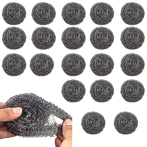 Image of 20 Pack Steel Wool Scrubbers, 2.36 Inch Stainless Steel Cleaning Pads, Heavy Duty Scouring Pads for Pots and Pans, Non-Scratch Kitchen Scrubber for Dishes, Grills, and Cookware