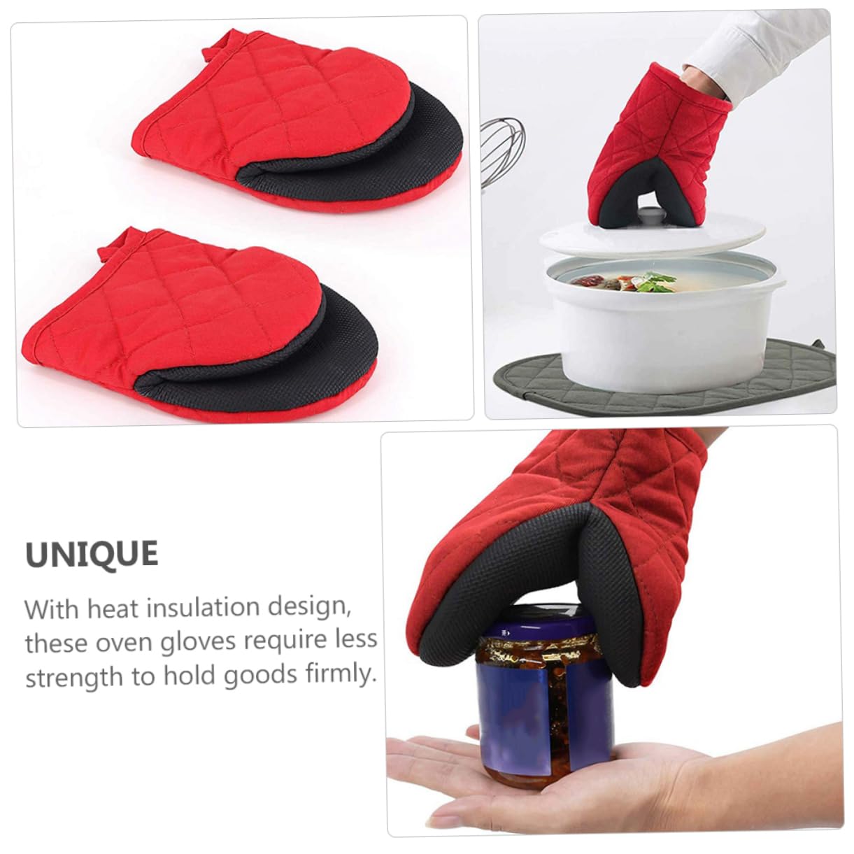 Guantes para Horno Microondas Resistentes Al Calor, Tamaño Mini, Material Seguro Resistente, Protección contra Quemaduras, Uso En Cocina/Barbacoa, Rojo