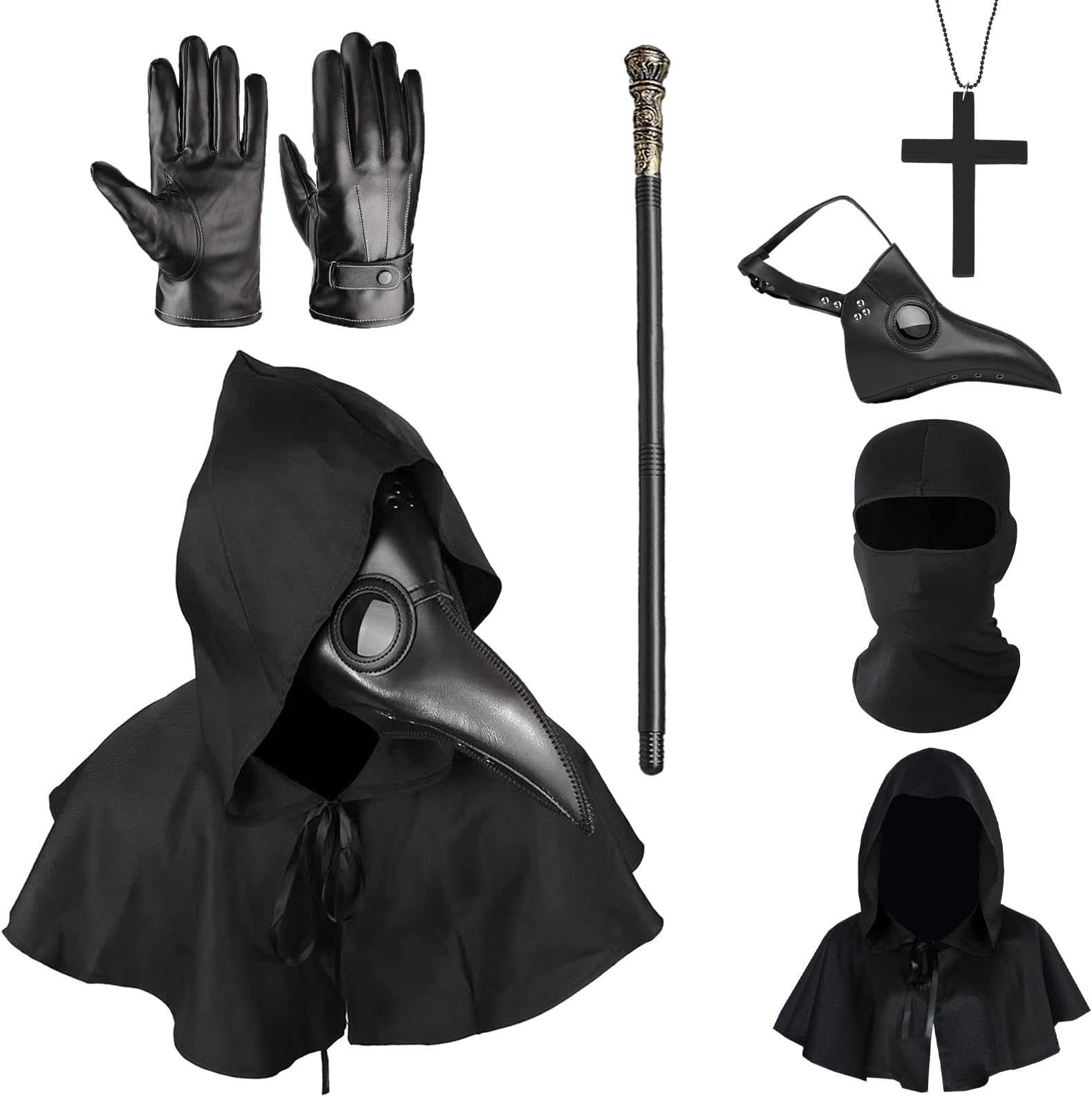 MprocenPlague Doctor Mask Leather Bird Beak Mask for Halloween Cosplay Party Scary Retro Steampunk Masquerade Costume Props