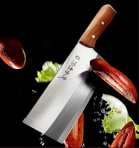 Miniatura 2 de Cuchillo de carnicero de 7 pulgadas – Cuchillo de chef chino con mango de palo de rosa, cuchillo de carnicero de carne vegetal con estuche, cuchillo