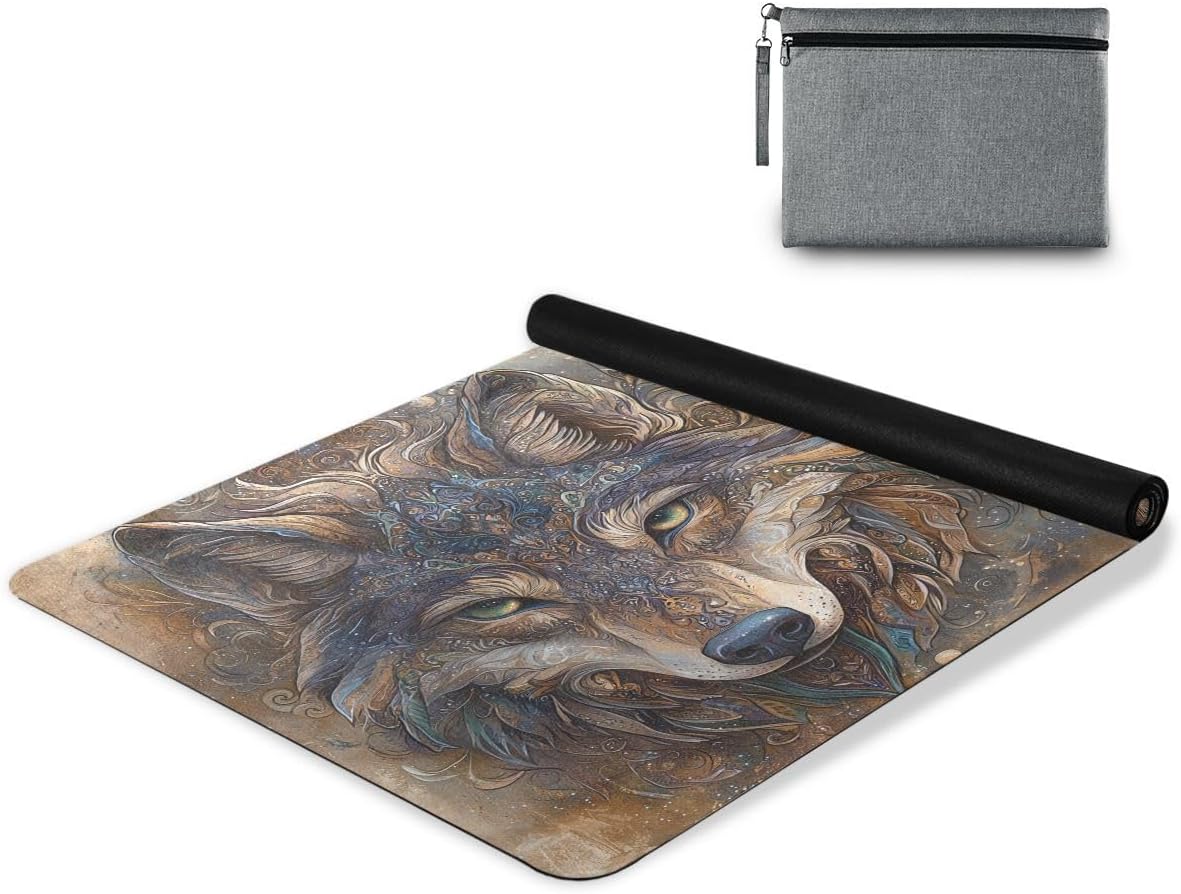 ALAZA Watercolor Style Wolf Art Yoga Mat Non Slip Fitness Exercise Mat, Workout Mat for Yoga, Pilates and Floor Exercises