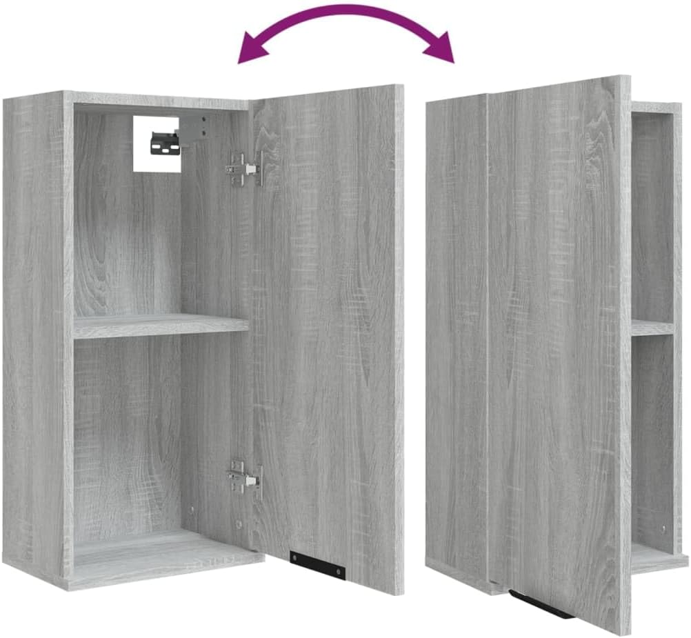 vidaXL Bathroom Cabinet Gray Sonoma Engineered Wood 12.6x7.9x26.4 in