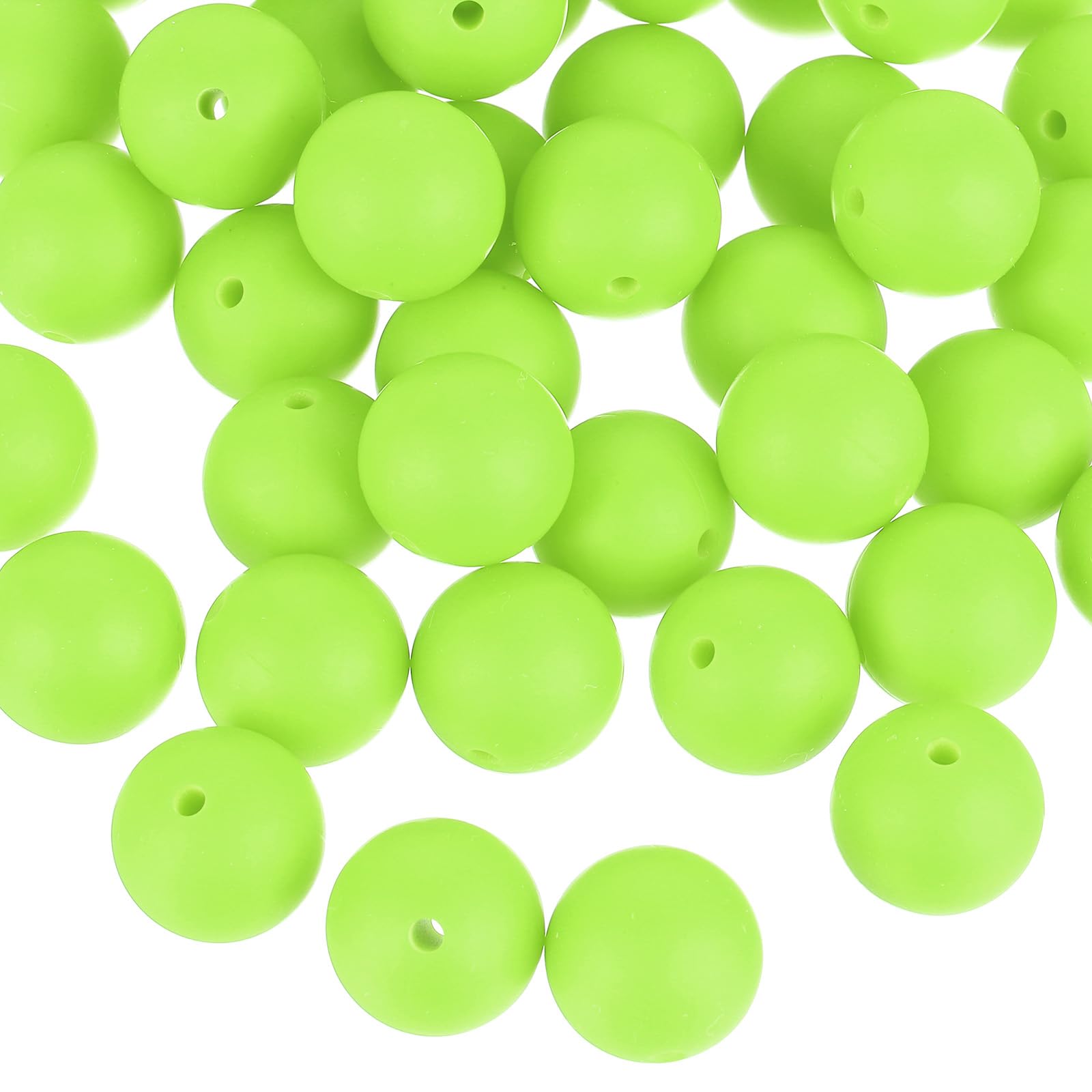 uxcell 50Pcs 12mm Silicone Beads, Round Loose Rubber Bead Bulk Focal Beads for DIY Keychain Pens Bracelets Jewelry Making (Fluorescent Green)