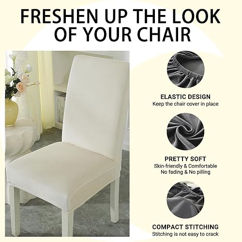 Miniatura 8 de Juego de 4 fundas de terciopelo para sillas de comedor, fundas protectoras para sillas de comedor, fundas protectoras para sillas de comedor, tela