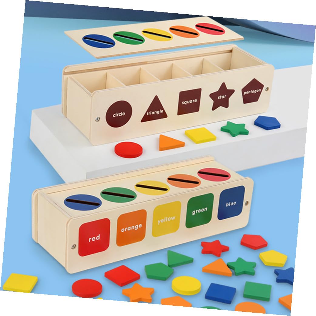 Gatuida Juego de Clasificación de Formas de Madera y Papel para Niños, Desarrollo Cognitivo de Colores y Juego Interactivo para Padres E Hijos