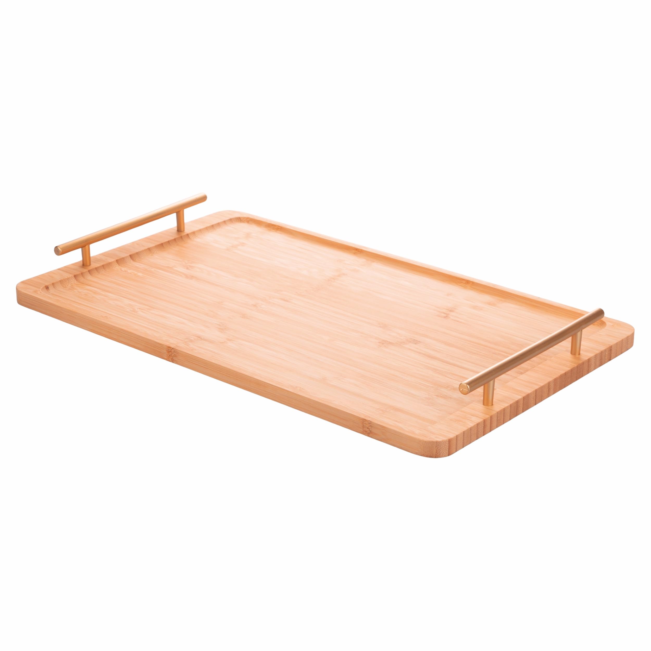 2 Plateaux En Bambou Avec Poignée - 30x20cm Et 20x15cm - Service Petit Déjeuner/Thé - Naturel