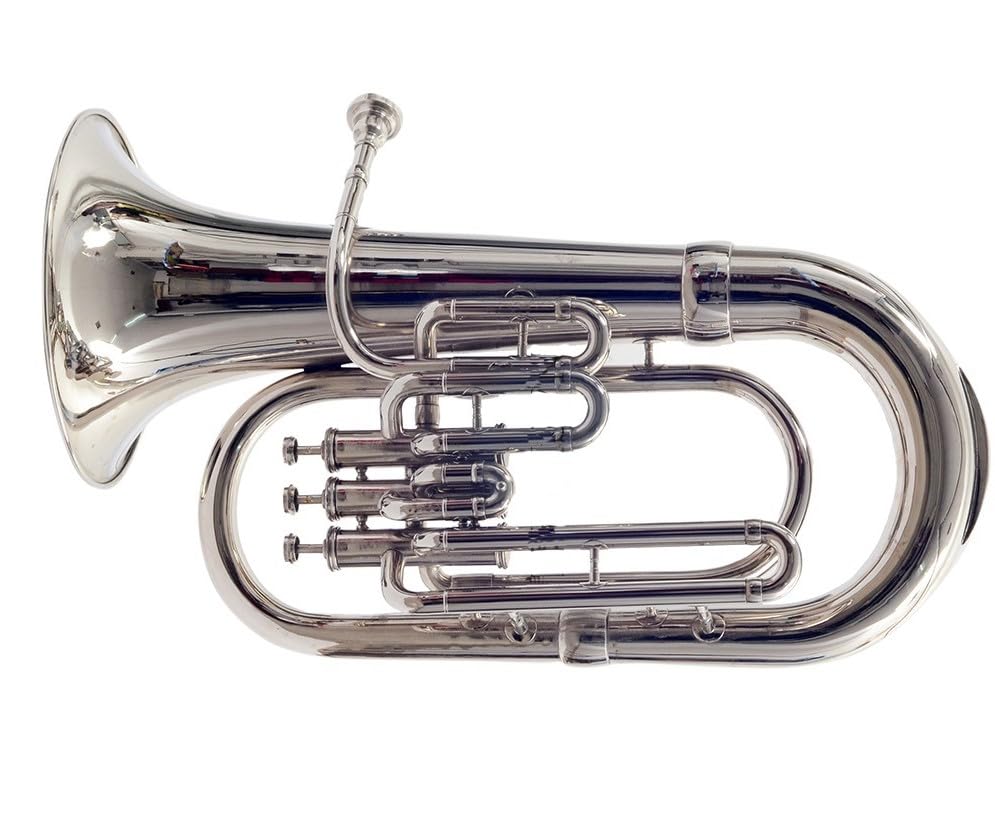 UNIQ Bb Euphonium 3 Valve for Students, Beginners with Free Hard Case and Mouthpiece, Bb Pitch Euphonium Brass Made Musical Instrument (Silver)