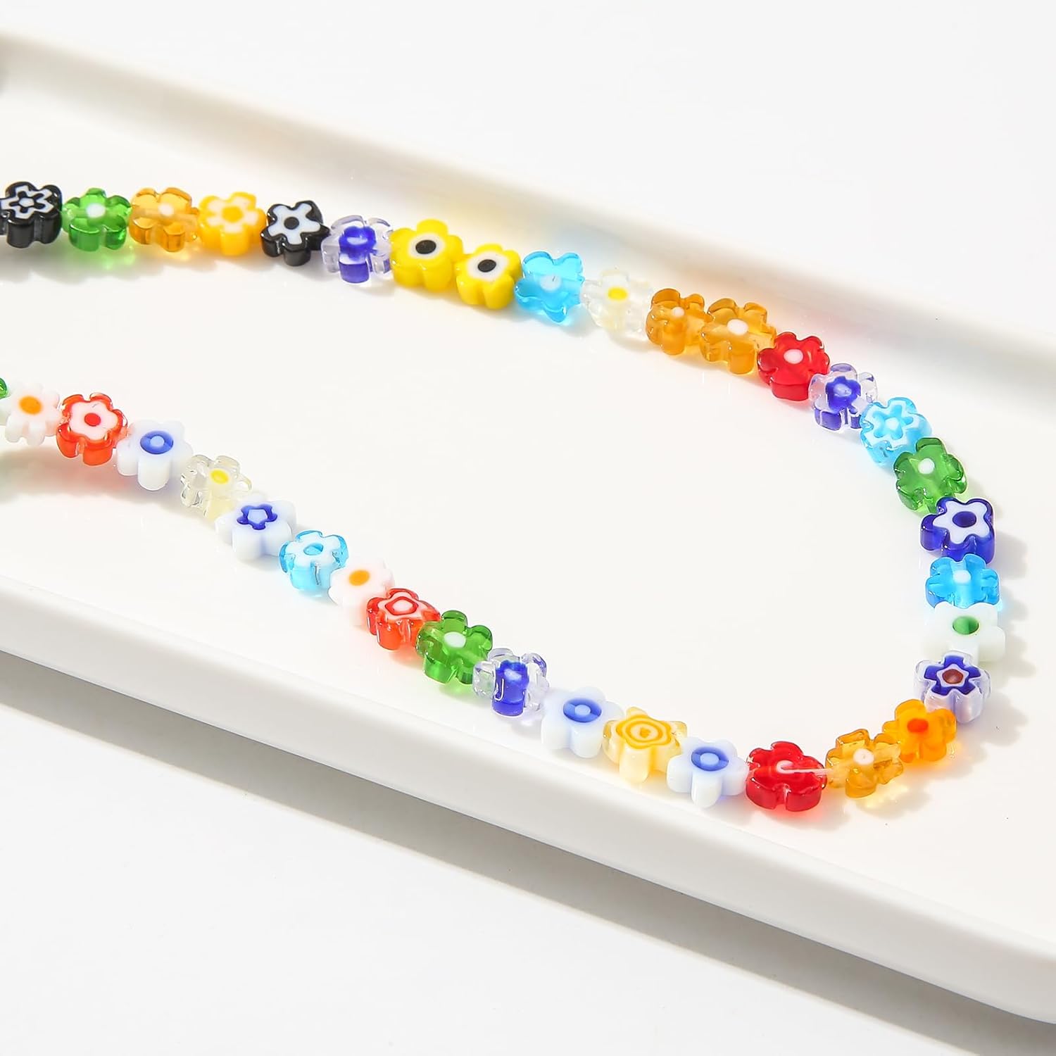 58pcs Handmade Millefiori Lampwork Glass Beads Daisy Flower Beads Handmade Glass Flower Beads for Necklace Bracelet Key Chains Jewelry DIY Craft Making (Mix Color) - Image 6