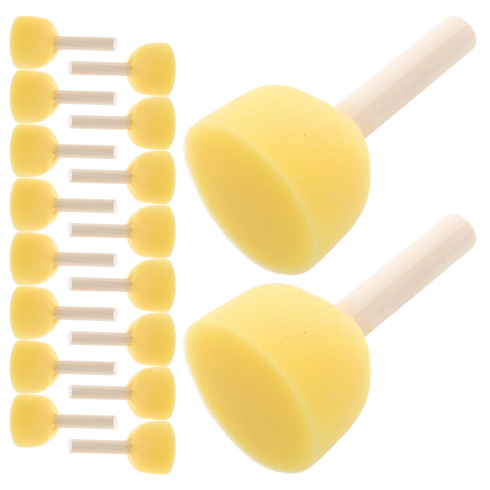 LIFKOME 40 Piezas Unidades Esponjas Redondas con Mango de Madera para Pintar Pinceles de Esponja Reutilizables para Manualidades Infantiles Herramientas de Pintura Acrílica y Proyectos DIY
