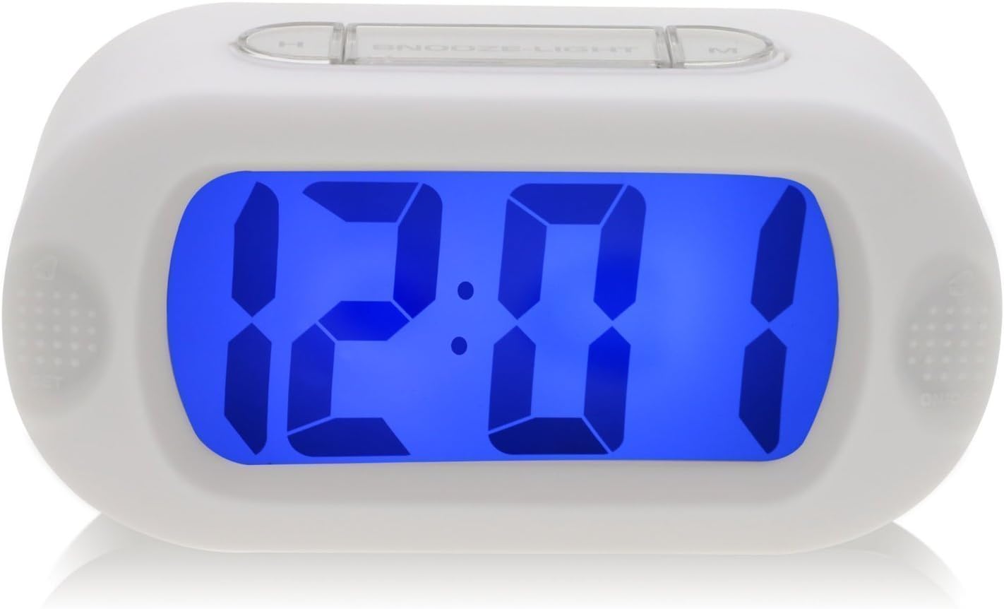 DRFUNDA Smart Simple Silent LCD Digital Large Screen Alarm Clock Snooze/Light with Silicone Protective Cover (White)