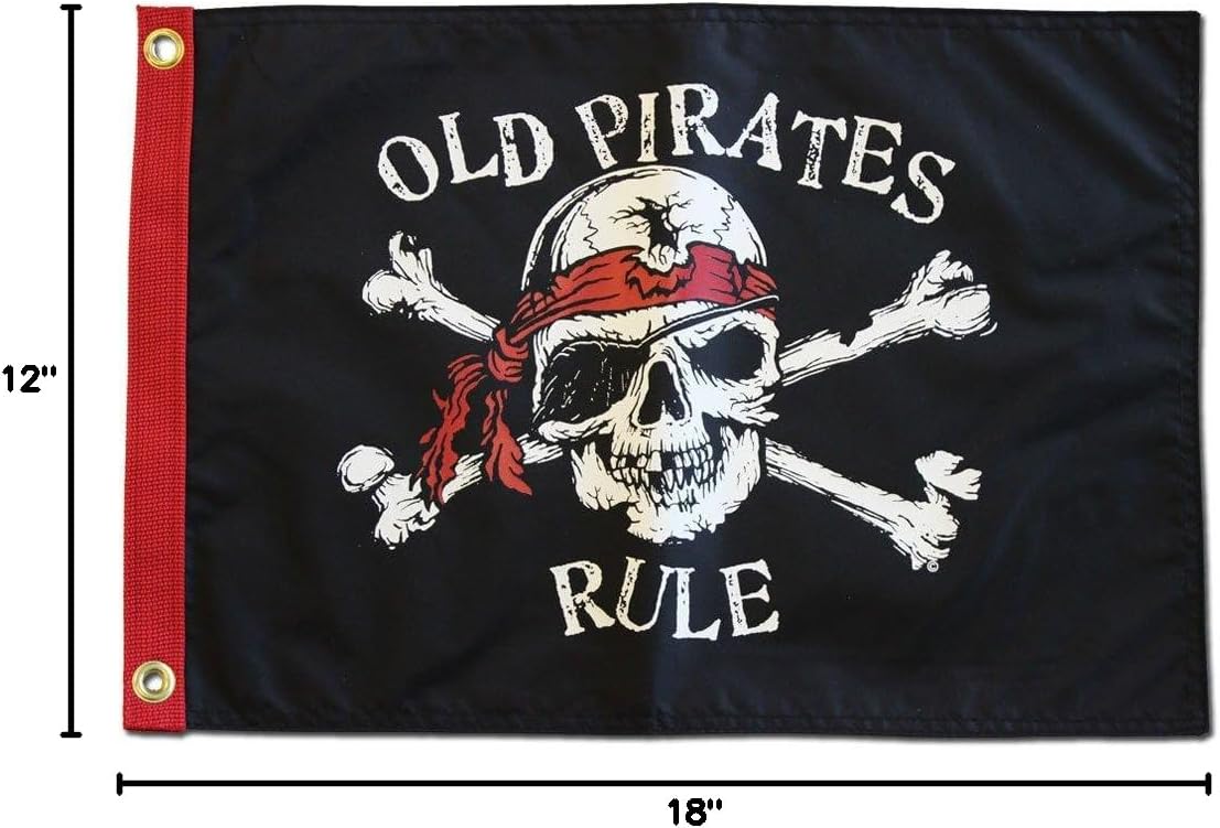 Old Pirates Rule Black Nylon Outdoor Flag with Brass Grommets