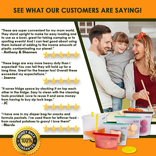 image for Trifecta Living Co. Reusable Silicone Food Bag |(7 Packs) 5 Bags + Reu