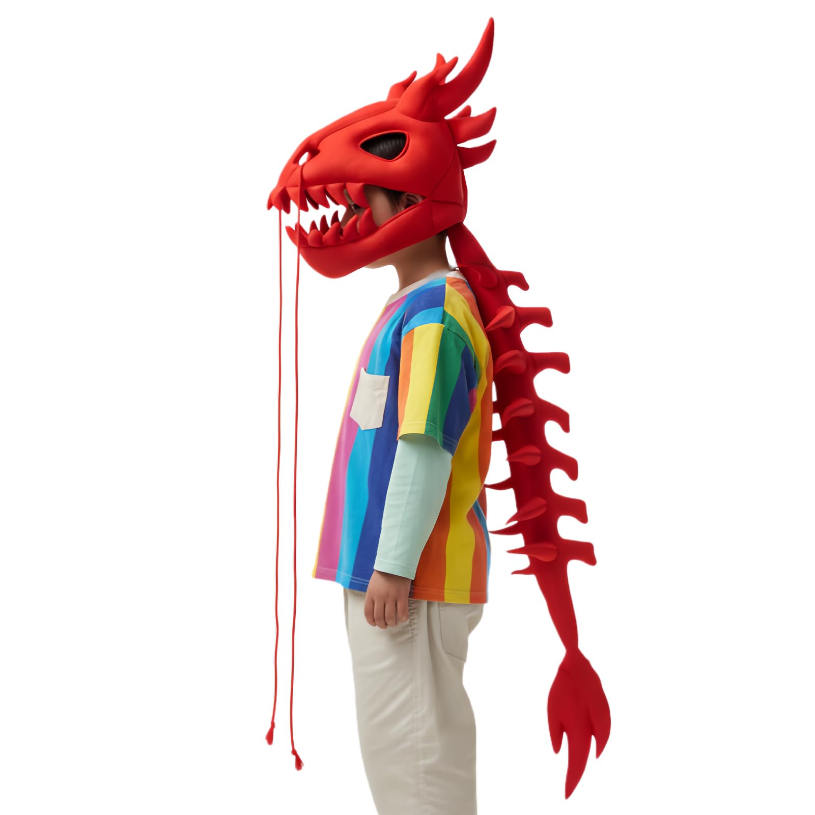 Genérico Pluszowy Szkielet Kostium Dinozaura - Uzupełnienie 3D Czaszki I Kręgosłupa | Realistyczny i Ubieralny Kostium Dinozaura - Na Halloween Imprezy i Eventy