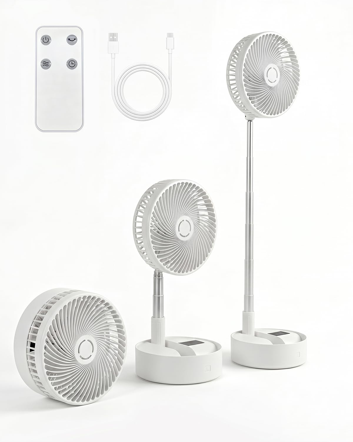 Leise 8" Tragbarer Standventilator mit Fernbedienung, 8000mAh Akku Aufladbar USB C Tischventilator, 5 Geschwindigkeitsstufen, 90°/120°-Oszillation, 1–8-Stunden-Timer, Ventilator für Schlafzimmer