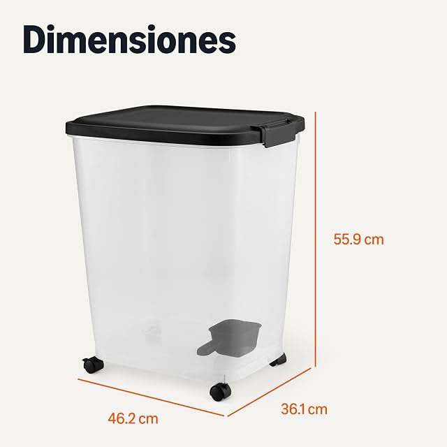 Foto 6 de 6 de Amazon Basics - Contenedor de Almacenamiento de Alimentos para Mascotas, 22.6 kg,Transparente y Negro