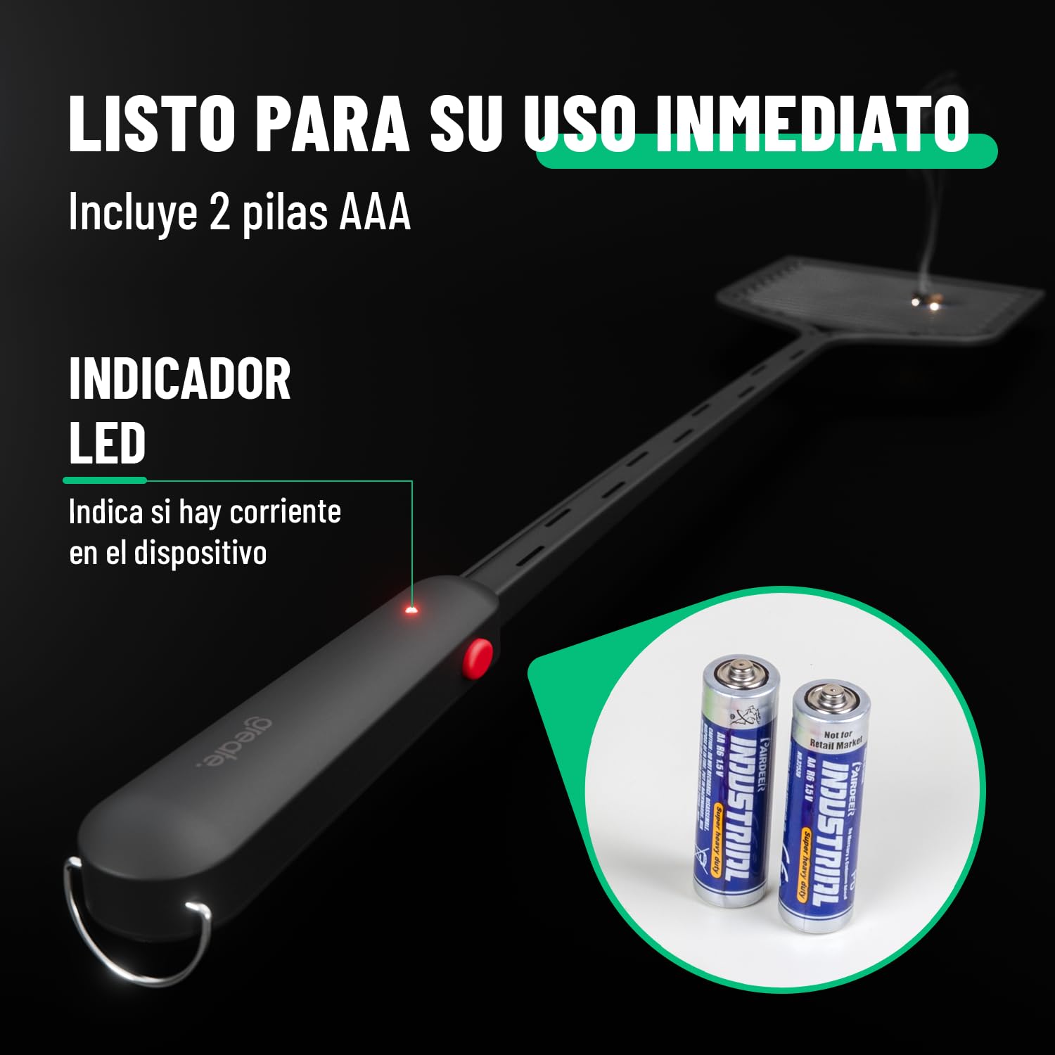 greate Raqueta Mosquitos Electrica con Pilas Incluidas - 2500V Raqueta Matamoscas Electrica