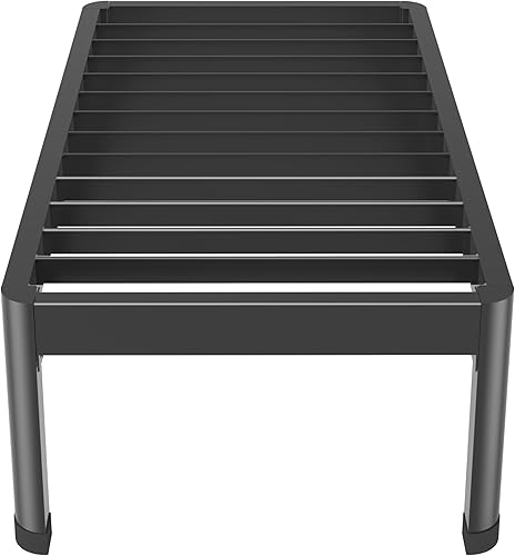 Miniatura 71 de Base de cama de tamaño matrimonial de 18 pulgadas con patas de esquina redondas, tapón deslizante de colchón, plataforma de metal resistente de 3500