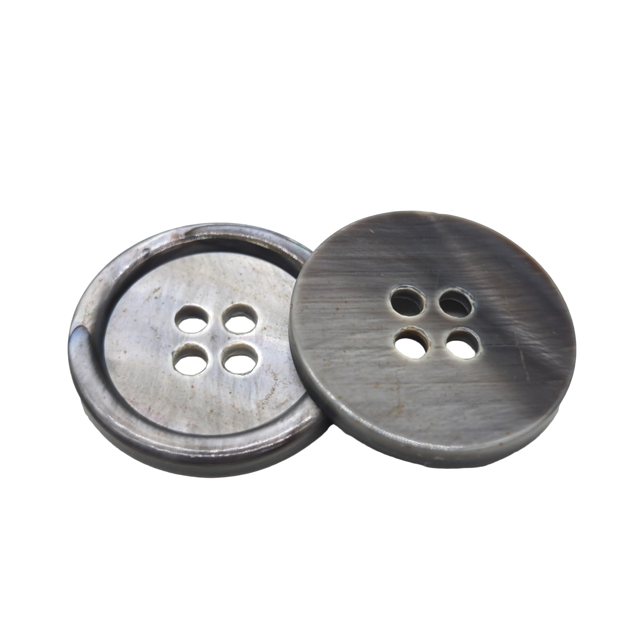 15 botones pequeños de 5/8 pulgadas de color gris ahumado de concha de nácar | Botones de repuesto de costura natural a granel para costura, manualidades, decoración de ropa (15 mm)