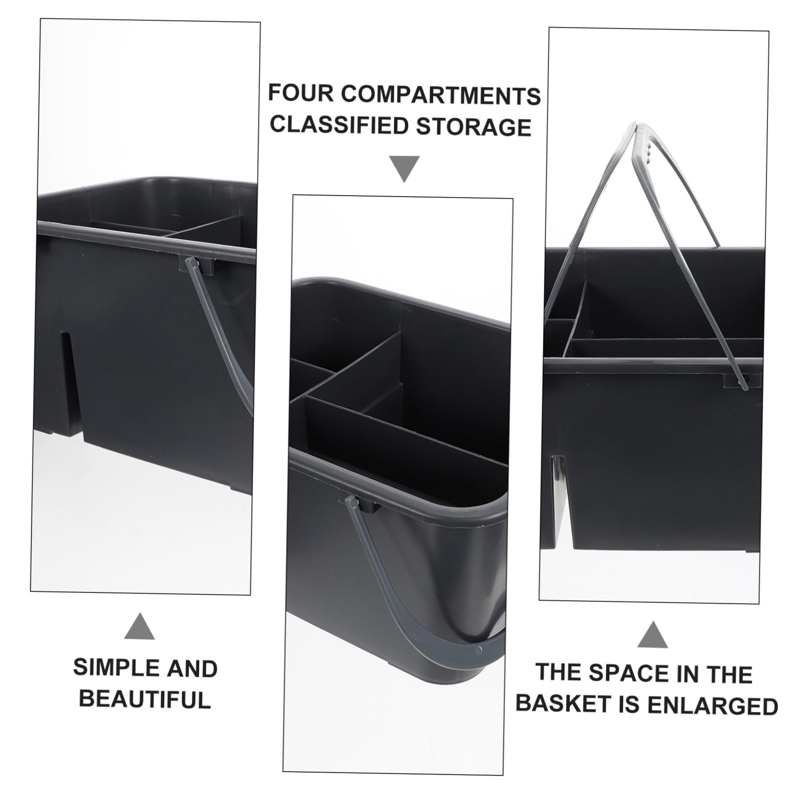 POPETPOP Panier pour Organisation à 4 Compartiments de Rangement en Plastique Poignée Portable et Rangement pour Salle de Bain des Accessoires