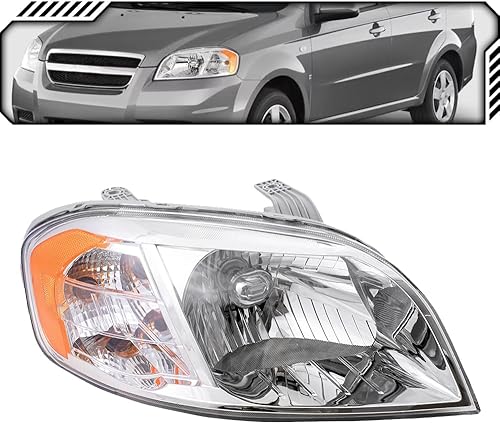 EPIC LIGHTING Conjunto de faros halógenos de repuesto estilo OE compatible con Chevrolet 07-11 Aveo LS LT Sedan de 4 puertas GM2503273 96650526 Lado
