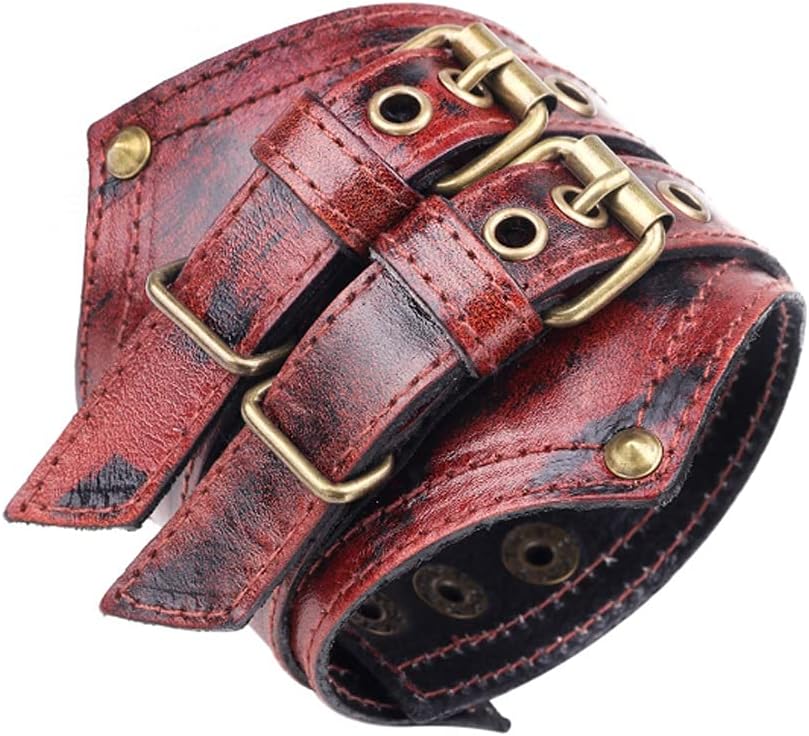 Leather Bracelet for Man Women Medieval Accessories Hand Wrap Rock Bracer Knight Cosplay Props(D)