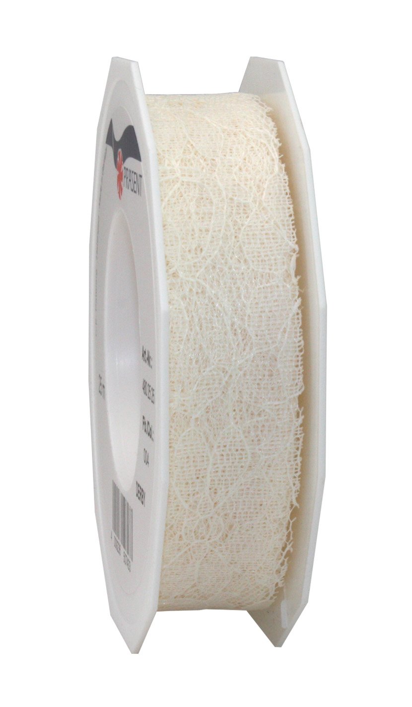 C.E. Pattberg DERBY Decorative Ribbon in Cream, 27 yards of Lace Ribbon for Gift Wrapping, 1 inch width, Accessories for Decoration & Handicrafts, Decoration Tape for Wrapping Presents