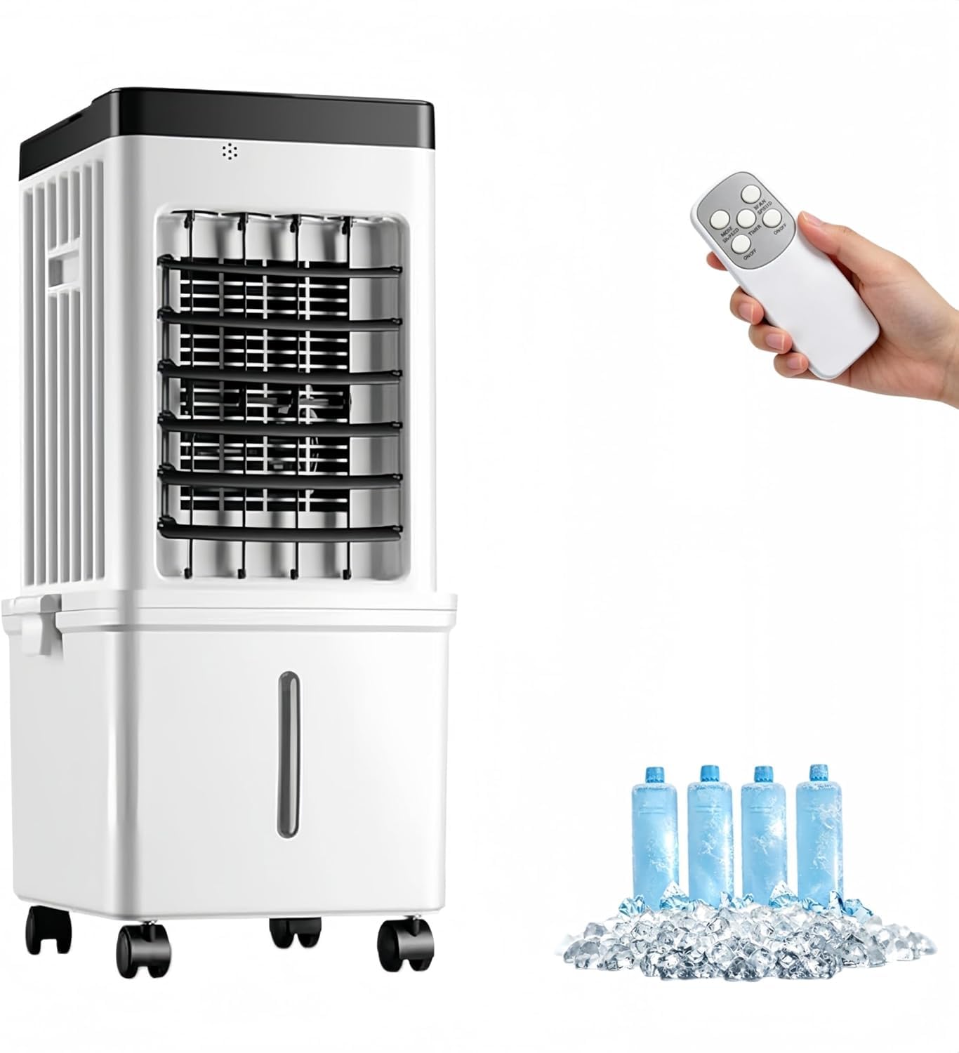 Caojs White Hoseless Portable Air Conditioner 15L, Ventless 3-In-1 Air Cooler & Fan For Home Office, Adjustable 3 Speeds, Energy Efficient, Compact Lightweight Design