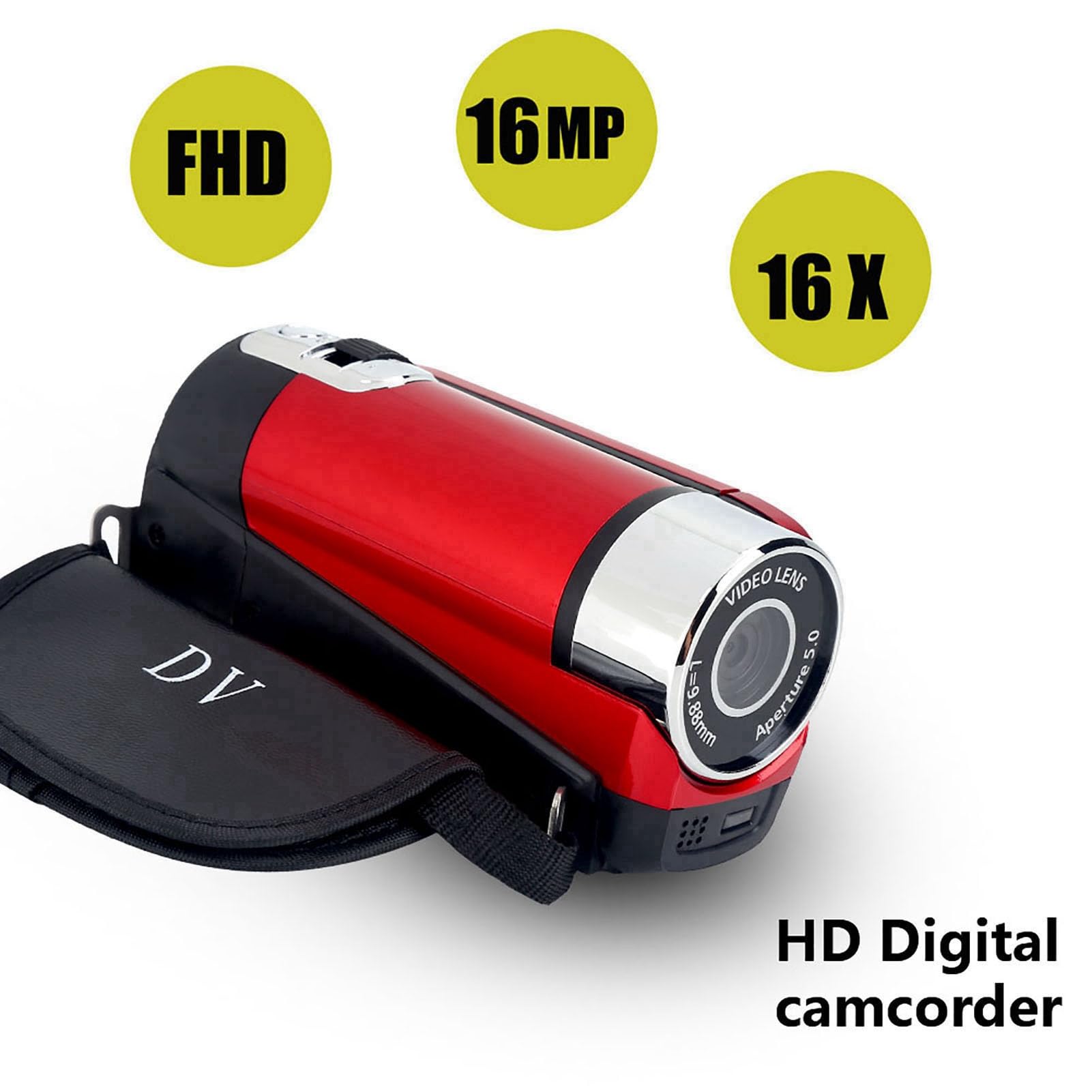 Sugoyi Caméscope numérique, caméra vidéo DV Haute définition Full HD 1080P 16X, Rotation de 270 °(Rouge UE)