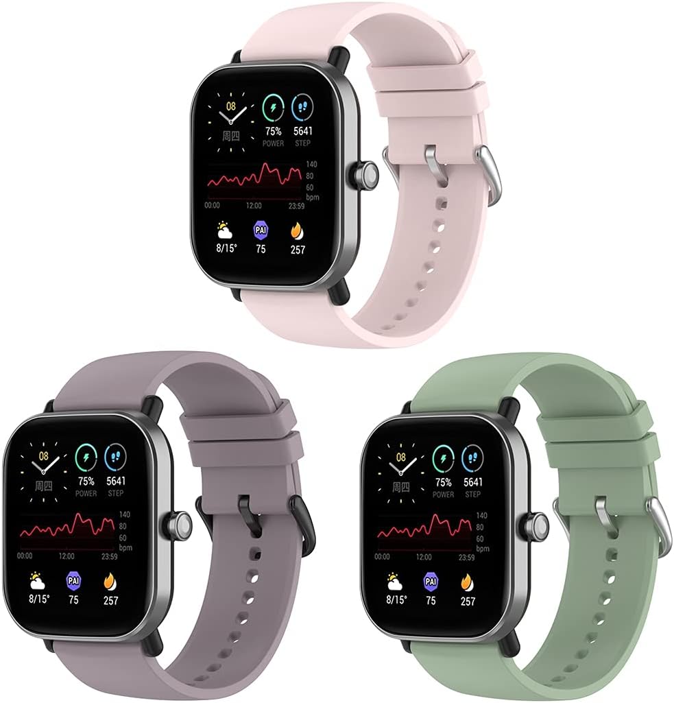 Watch Strap Compatible with Amazfit GTS/GTS 2/GTS 2e/GTS 2 mini/GTR 42MM/Amazfit Bip U Pro/Bip S/Bip Lite, 20mm Sport Silicone Quick Release Replacement Band Wristband